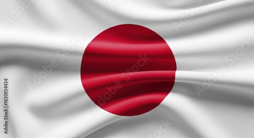 Free Download Japanese Flag Waving White Fabric with Red Circle on Smooth Surface - GFXLoad