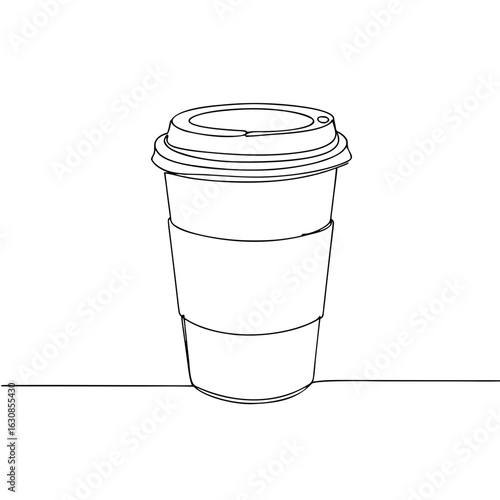 Minimalist coffee cup line art, for cafes or morning routines