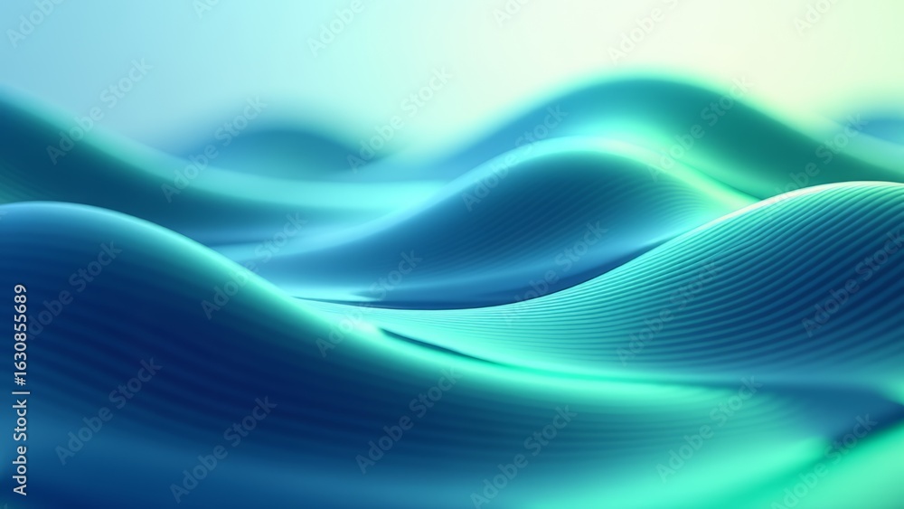 Fototapeta premium Abstract blue green waves background