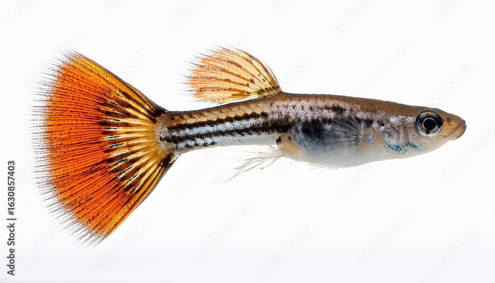 Fototapeta premium Guppy with orange fan tail