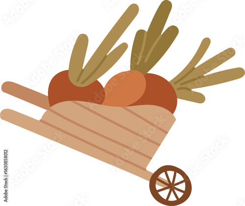 Cartoon Wheelbarrow with Vegetables