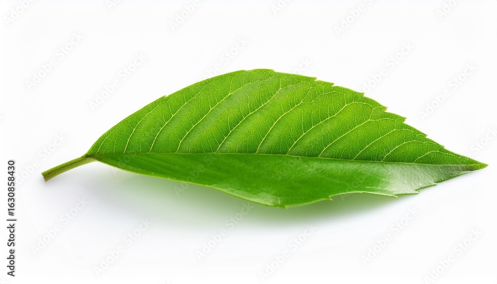 Obraz premium Single green leaf on white