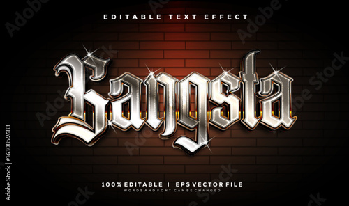 gangsta 3d vector text effect with modern style design