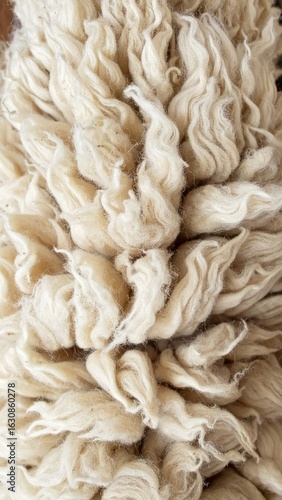 Close Up of Natural White Wool Texture With Soft Fibers for Textile Background