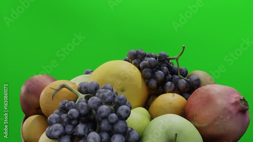 Rotating Fruits Basket Green Screen Chroma Key