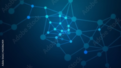 Blurred bayesian network of connected nodes in blue