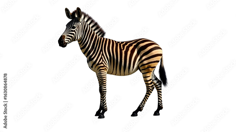 Fototapeta premium Quagga standing isolated with light brown coat and faint stripes on its head