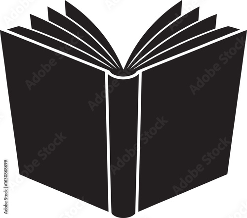 A Modern Vector Silhouette of an Open Book – Minimalist Design for Easy SVG Use, open book isolated on white