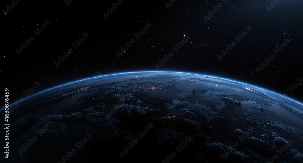 Fototapeta premium Earth from Space at Night, a Celestial View