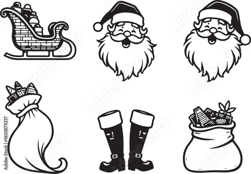 Festive Santa icons for joyful holiday design projects