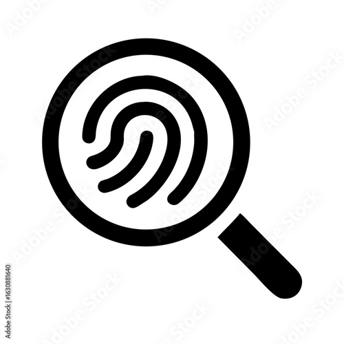 Fingerprint identification security investigation magnifying glass forensic science search icon vector graphic