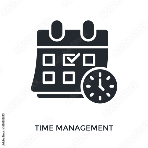 Time Management Icon Glyph Style. Vector Illustration For Graphic Design