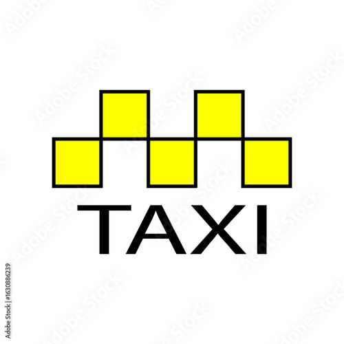 Taxi sign icon. Yellow checker symbol. Checkerboard cab emblem. Vector transportation illustration.