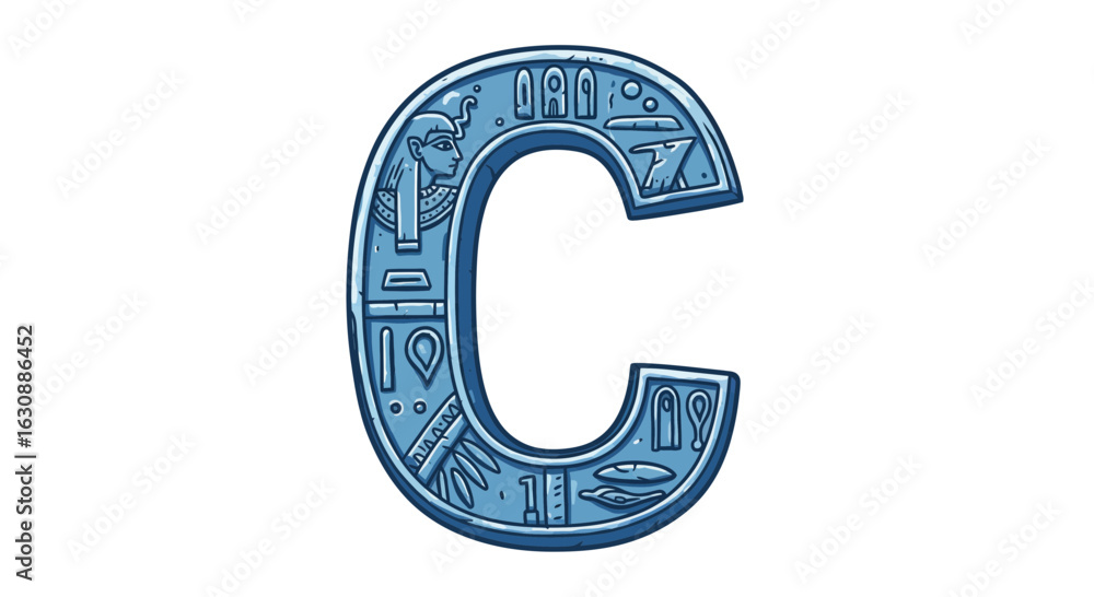 Naklejka premium Letters of the alphabet egyptian hieroglyphic letter c vector illustration ancient alphabet symbol design and cultural art concept vector