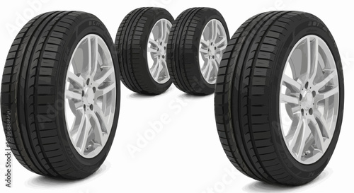 Car wheels different colors stock