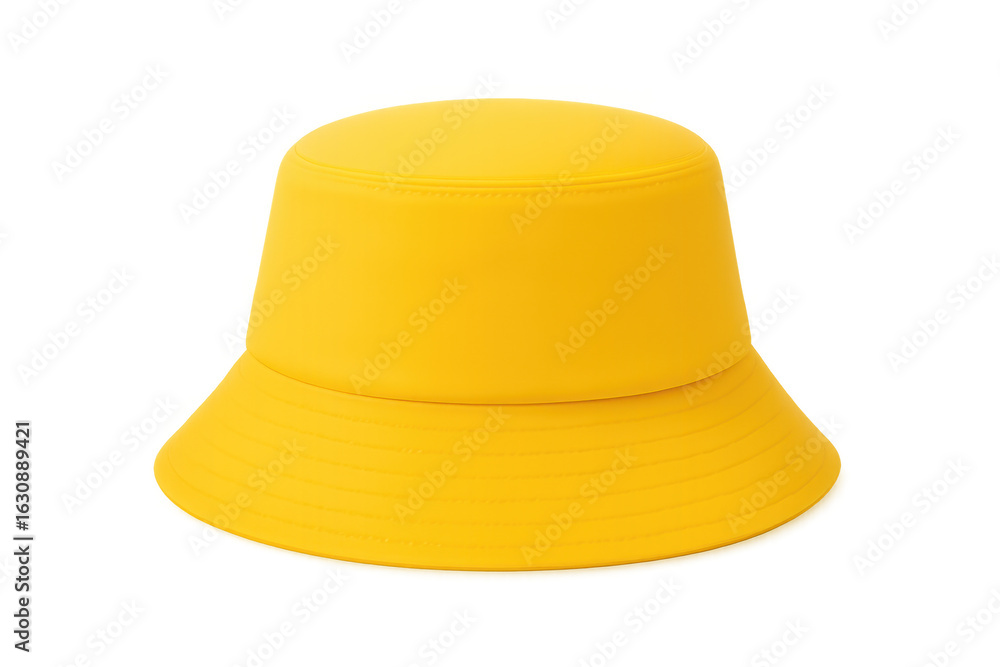 Fototapeta premium Vibrant yellow bucket hat floating against a transparent backdrop, perfect for adding a pop of color to any design project