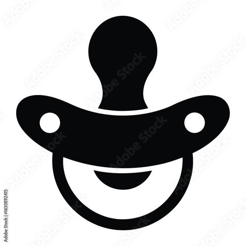 Black silhouette of a baby pacifier on a white background soother dummy