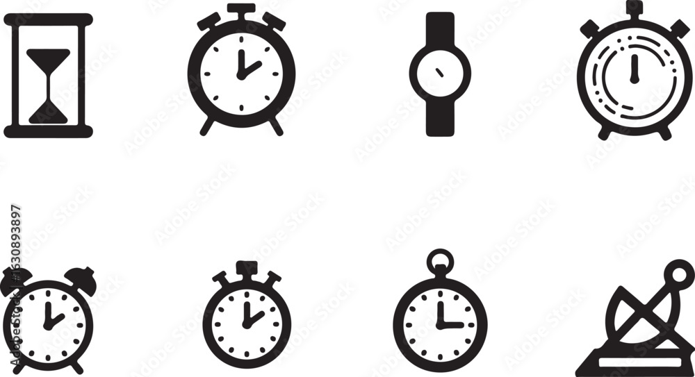 Fototapeta premium Icons representing time management and punctuality for business