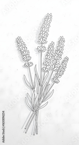 Lavender Plant Illustration Hand Drawn Botanical Sketch