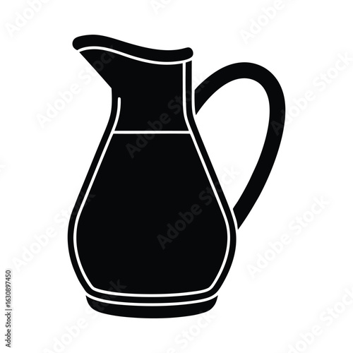 Black silhouette of a pitcher filled with liquid on a white background carafe beverage