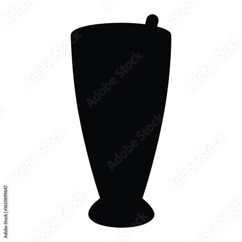 Black silhouette of a tall glass with a straw on a white background drink beverage 1