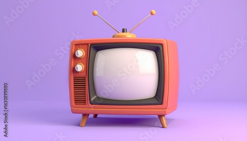 A vintage orange television set stands ready for viewing