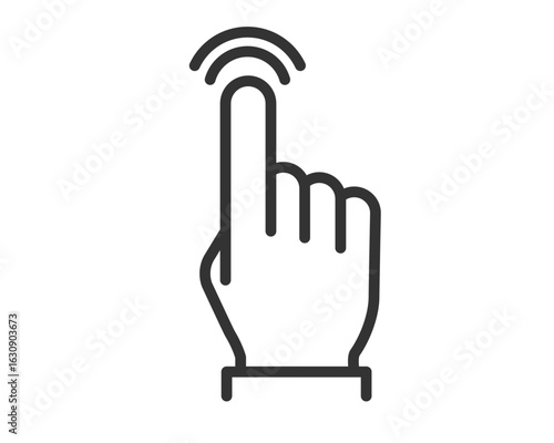 タップ動作を示す指のアイコン（波紋・線画・シンプル）| ベクター素材 編集可能 SVG