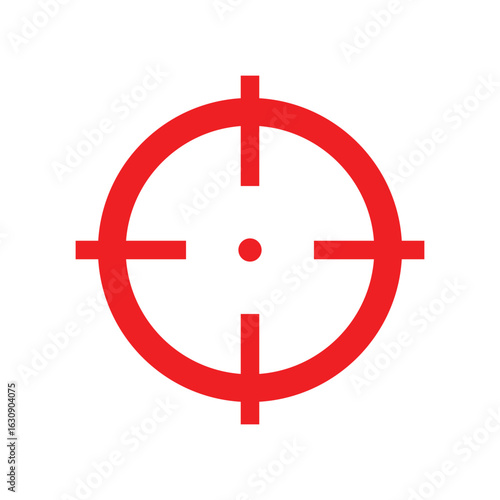 A red line art icon of a crosshair with a central dot, representing a tactical dot sight or red dot sight.