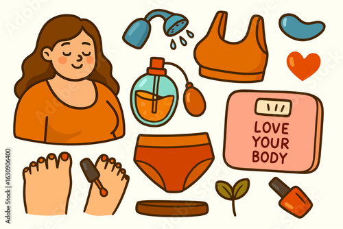 selfcare illustration of body positivity wellness and beauty