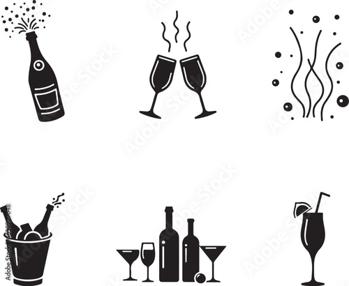 Celebrate with festive drinks champagne bottles and cocktails for parties