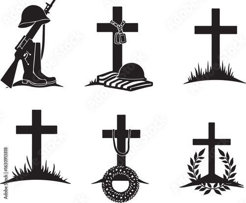 Honoring fallen heroes solemn military memorial crosses with symbolic tributes