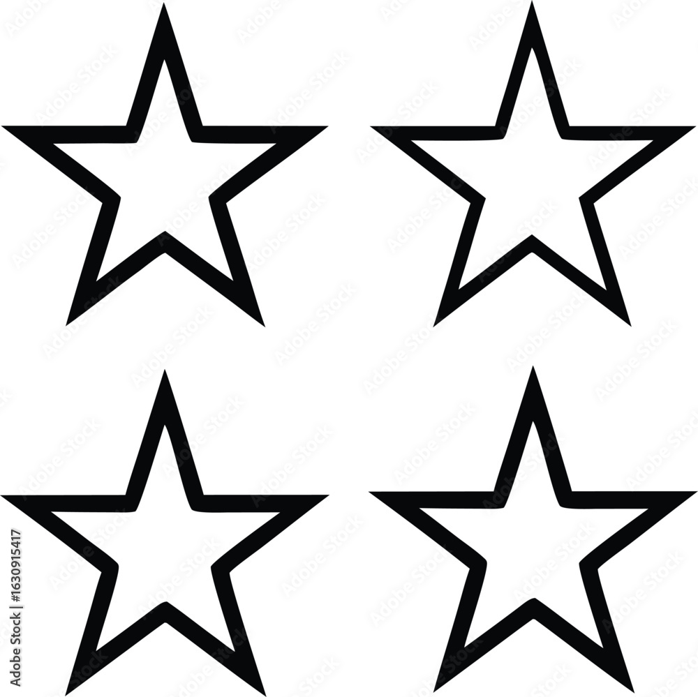 Obraz premium Four outline stars arranged in a grid pattern.