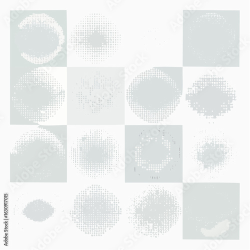 A collection of white halftones that can be used as backgrounds or accents
