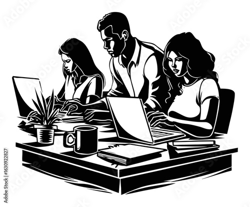 Collaboration in Modern Office Setting with Creative Professionals Working