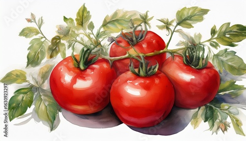 watercolor of plum tomatoes on white background ai