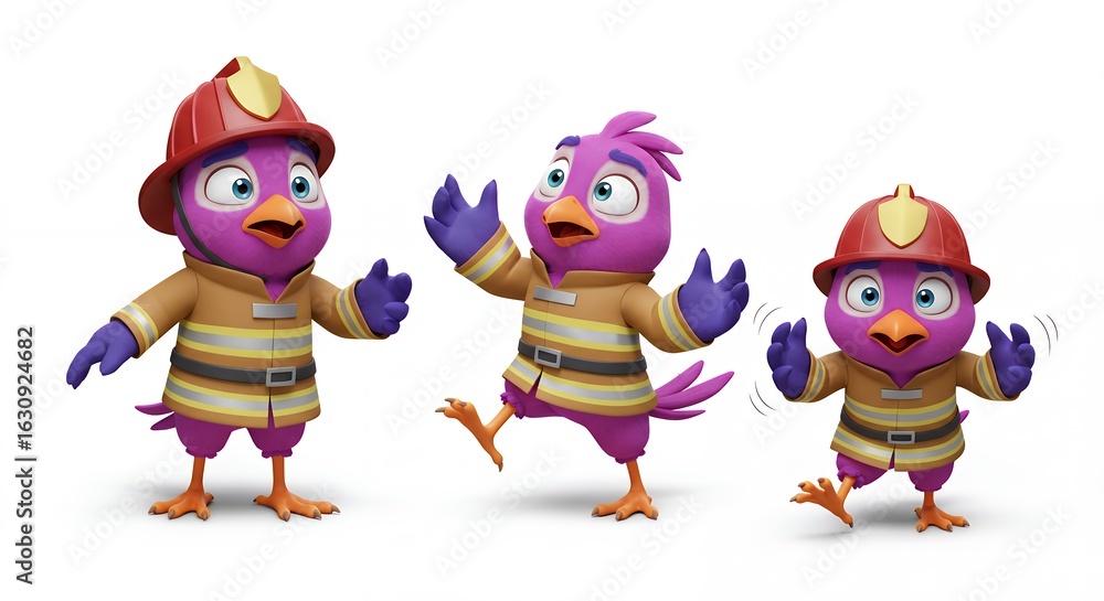 Fototapeta premium Cartoon firefighter birds