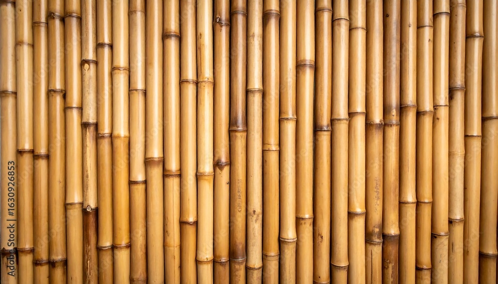 Fototapeta premium Close-up view of a light brown bamboo wall