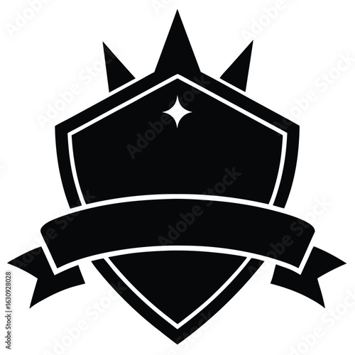 gold emblem silhouette with triple pointed bottom silhouette vector logo icon