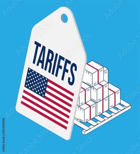 Illustration of US Tariffs with American flag