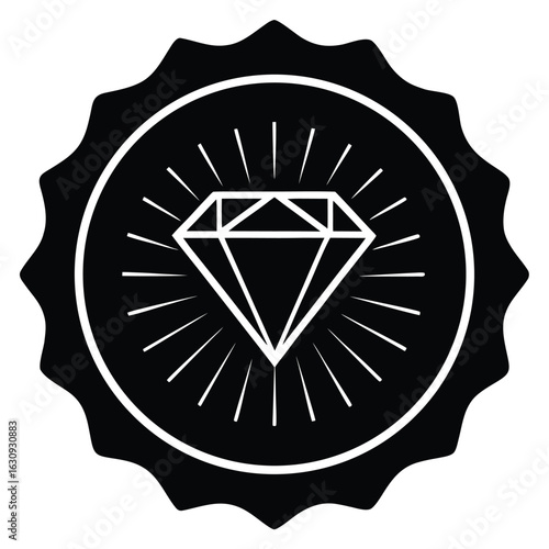 luxury vintage badge with sunray outline and cent silhouette vector logo icon
