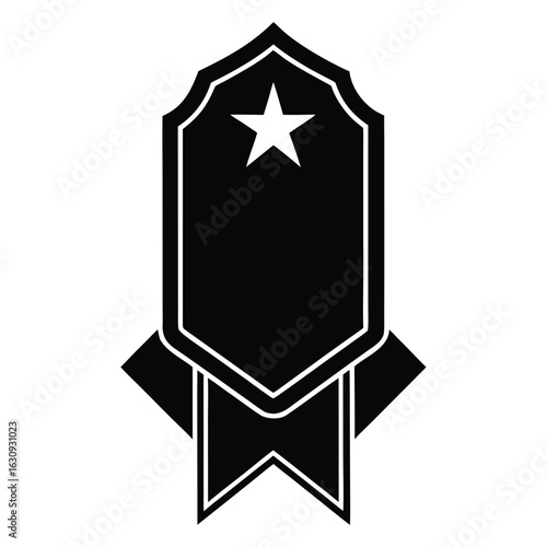 minimal silhouette vector of a vertical badge wit one star silhouette vector logo icon