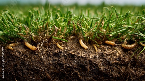 Chinch Larva Causing Lawn Grub Damage and Grass Destruction