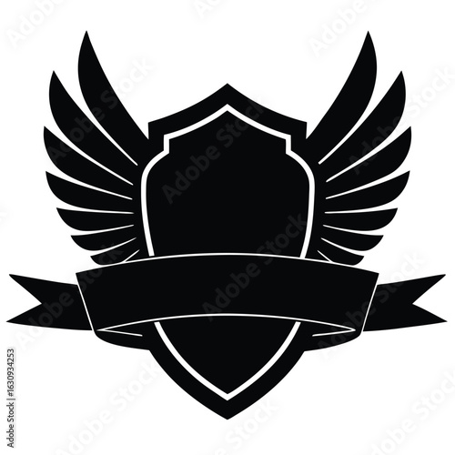 silhouette vector of an eagle wing framed badge silhouette vector logo icon