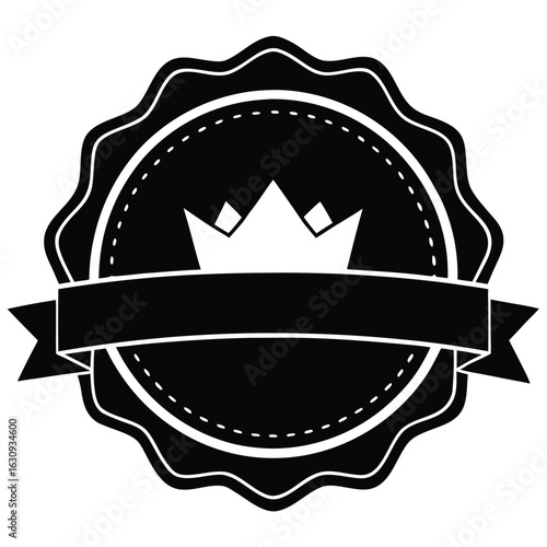 vintage ribbon badge with elegant border and cent silhouette vector logo icon