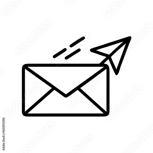 A digital message being sent, with an email-like graphic.