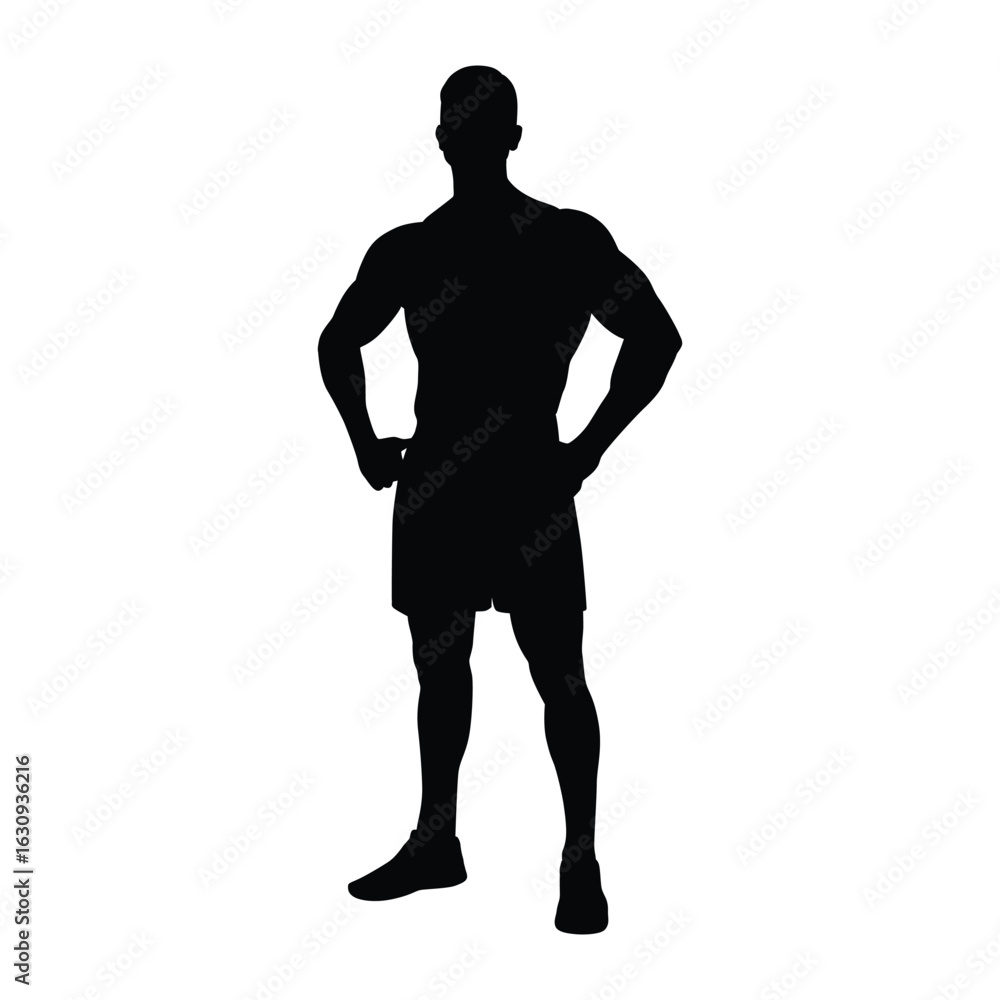 Fototapeta premium Silhouette of a Confident Male Athlete in a Standing Pose