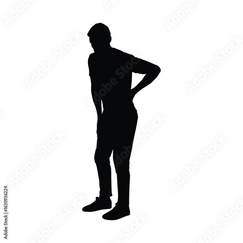 Silhouette of Person Experiencing Back Pain Holding Lower Back with Both Hands