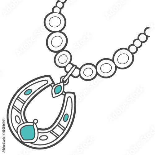 A cowgirl style silver and turquoise pendant, perfect for a western themed accessory on a clean background