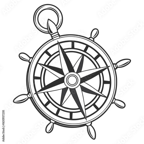 A silver compass pendant with a nautical theme, perfect for a traveler or adventure lover on a clean background
