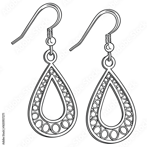 A pair of silver dangle earrings with a hammered teardrop shape, a simple and elegant design on a clean background